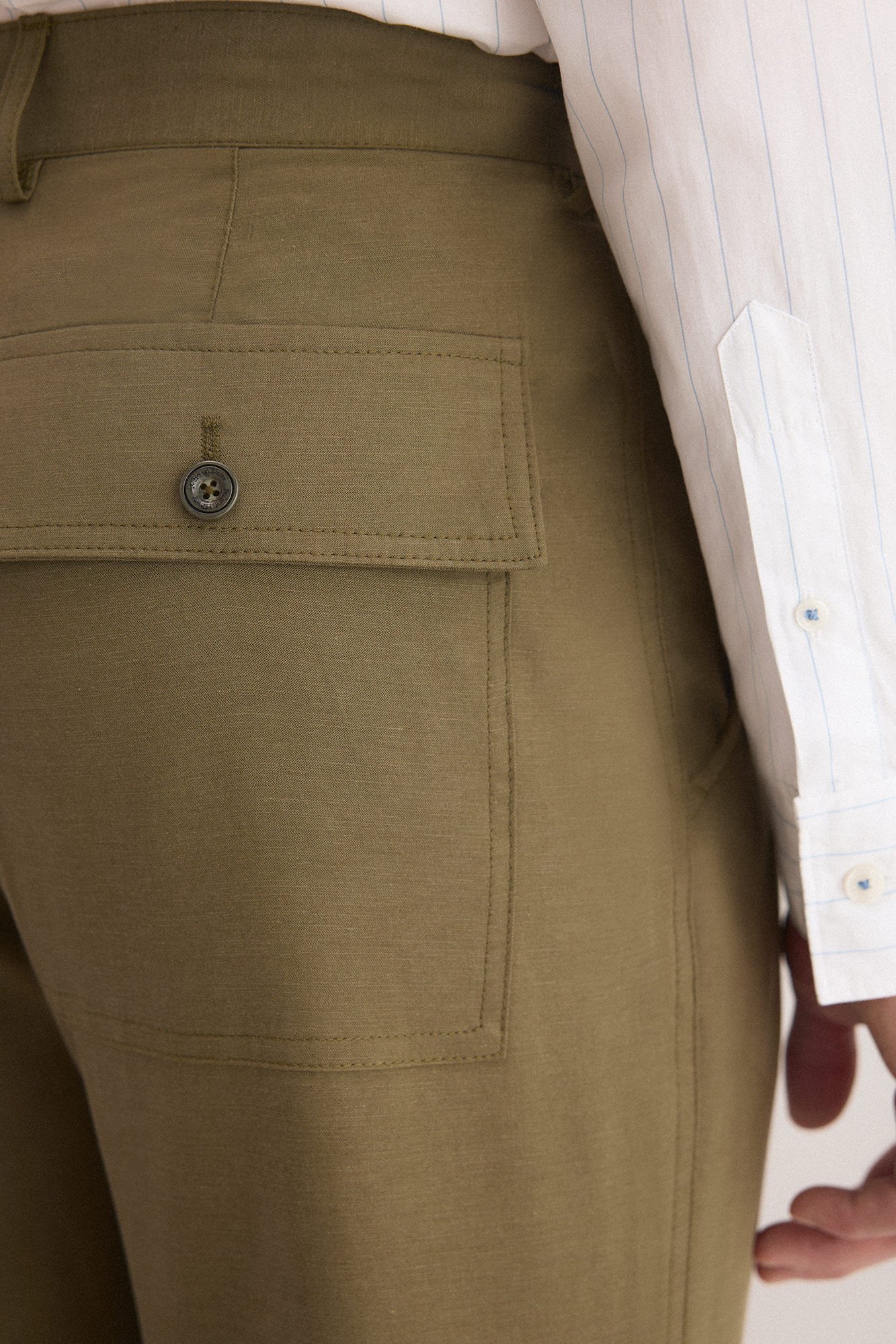 Pedro del Hierro Linen worker regular trousers Green