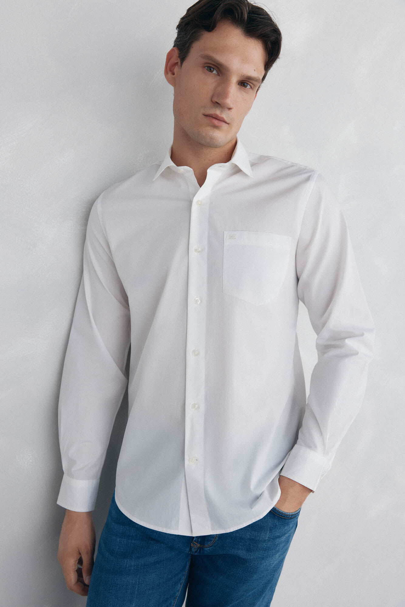 Pedro del Hierro Plain poplin shirt White