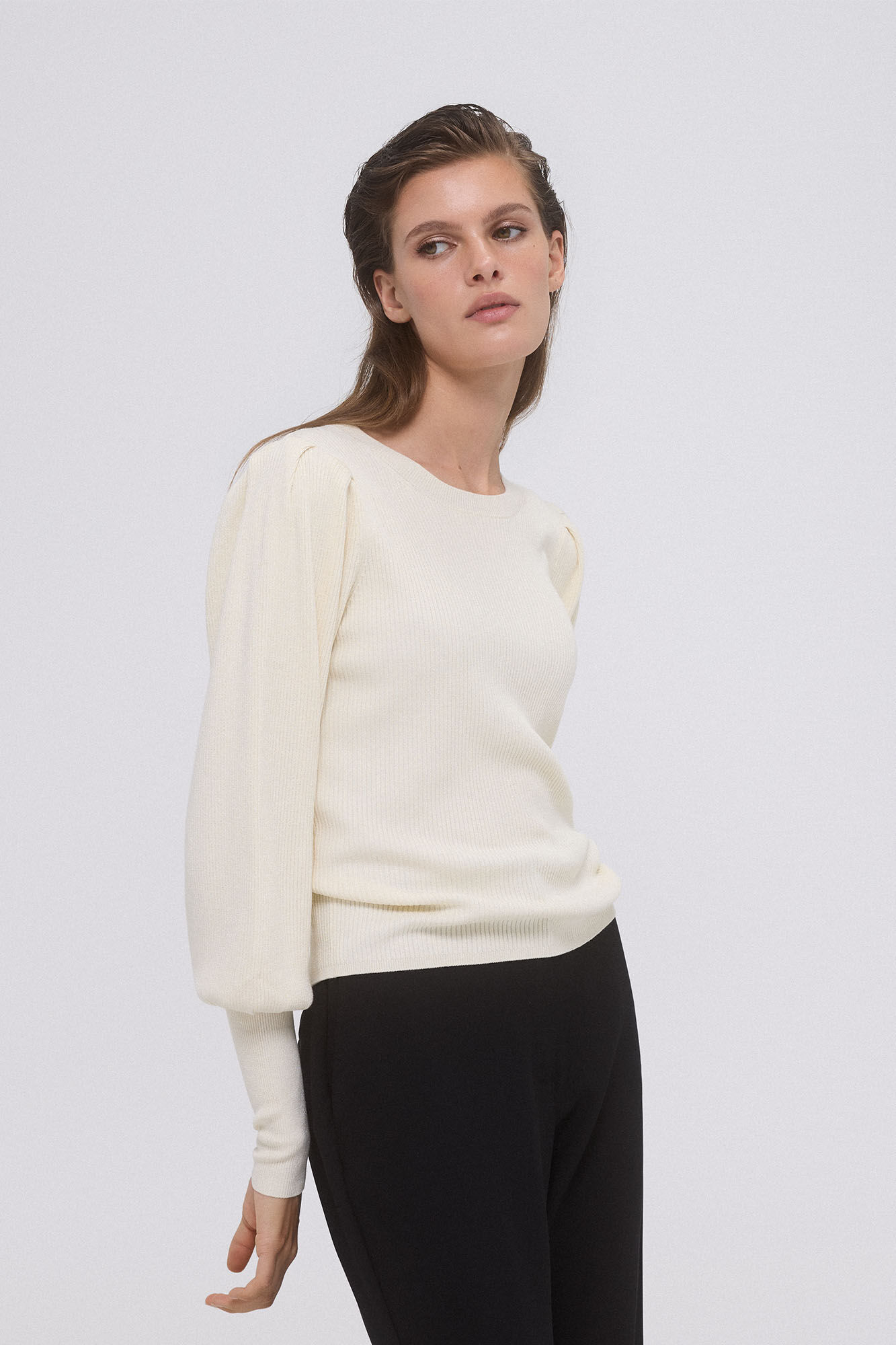 Pedro del Hierro Jersey canal&eacute; manga abullonada l&uacute;rex Beige