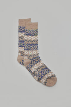 Pedro del Hierro Jacquard trim wool socks Beige
