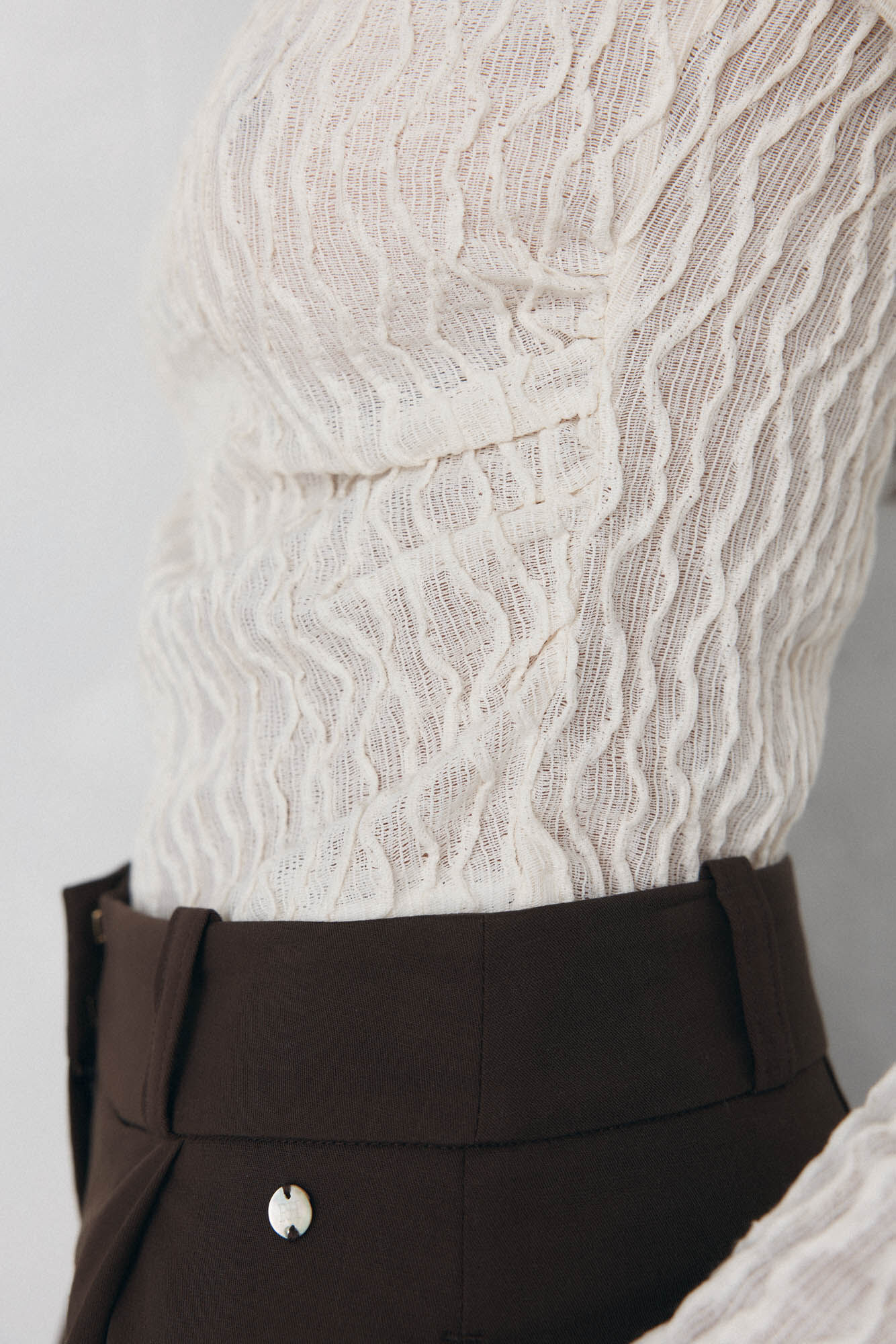 Pedro del Hierro Structured French-sleeved T-shirt Ecru