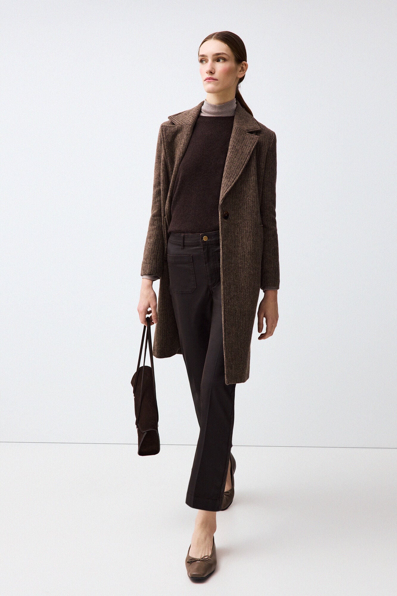 Pedro del Hierro Coated cropped stove pipe trousers