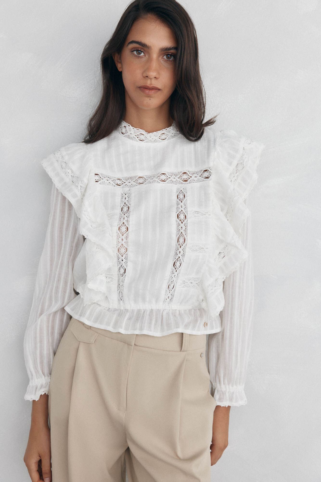 Pedro del Hierro Blusa rom&acirc;ntica com folho