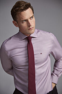 Pedro del Hierro Tailored fit textured Tech Non-Iron dress shirt Red