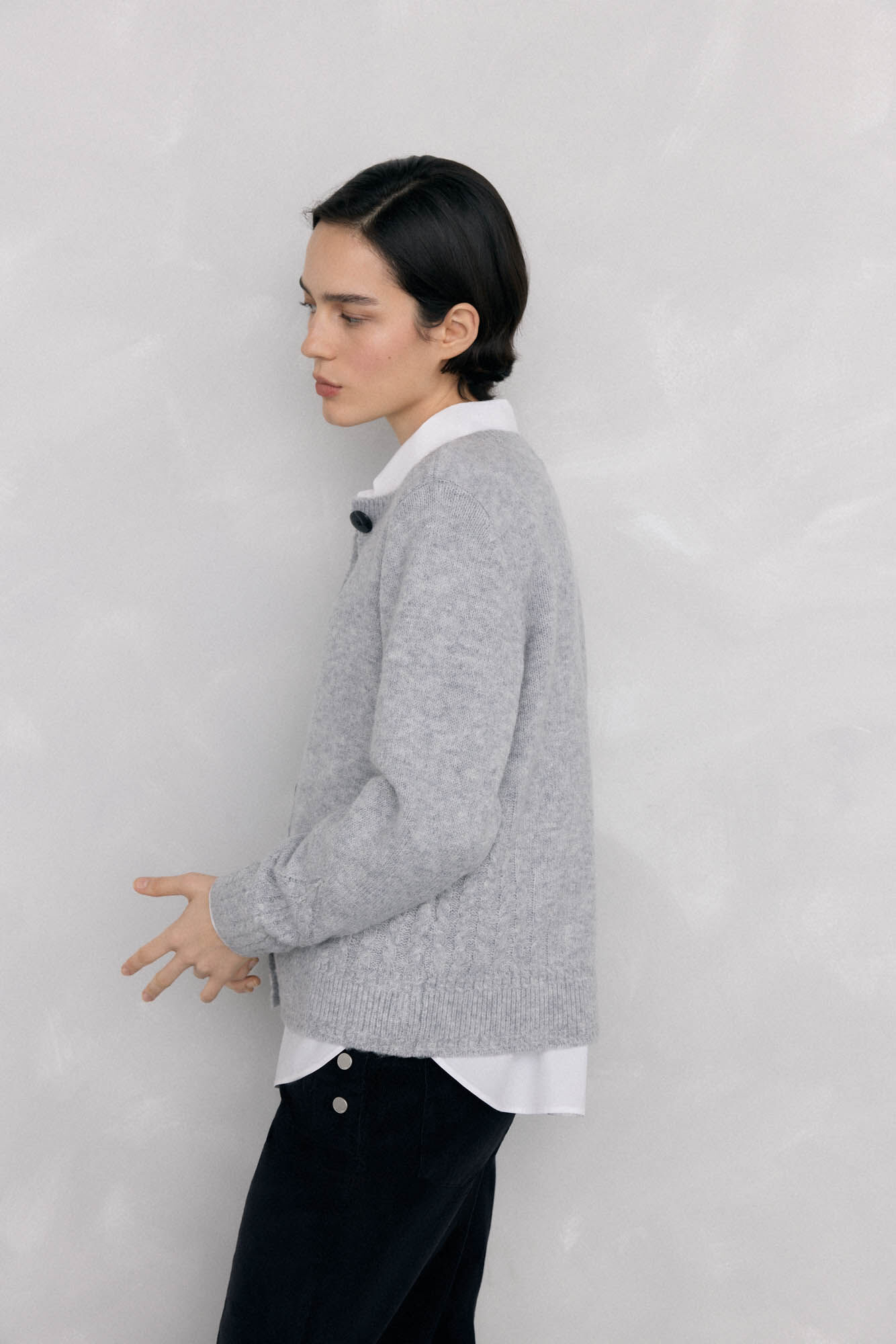 Pedro del Hierro jersey-knit jacket with cross-knit details Grey