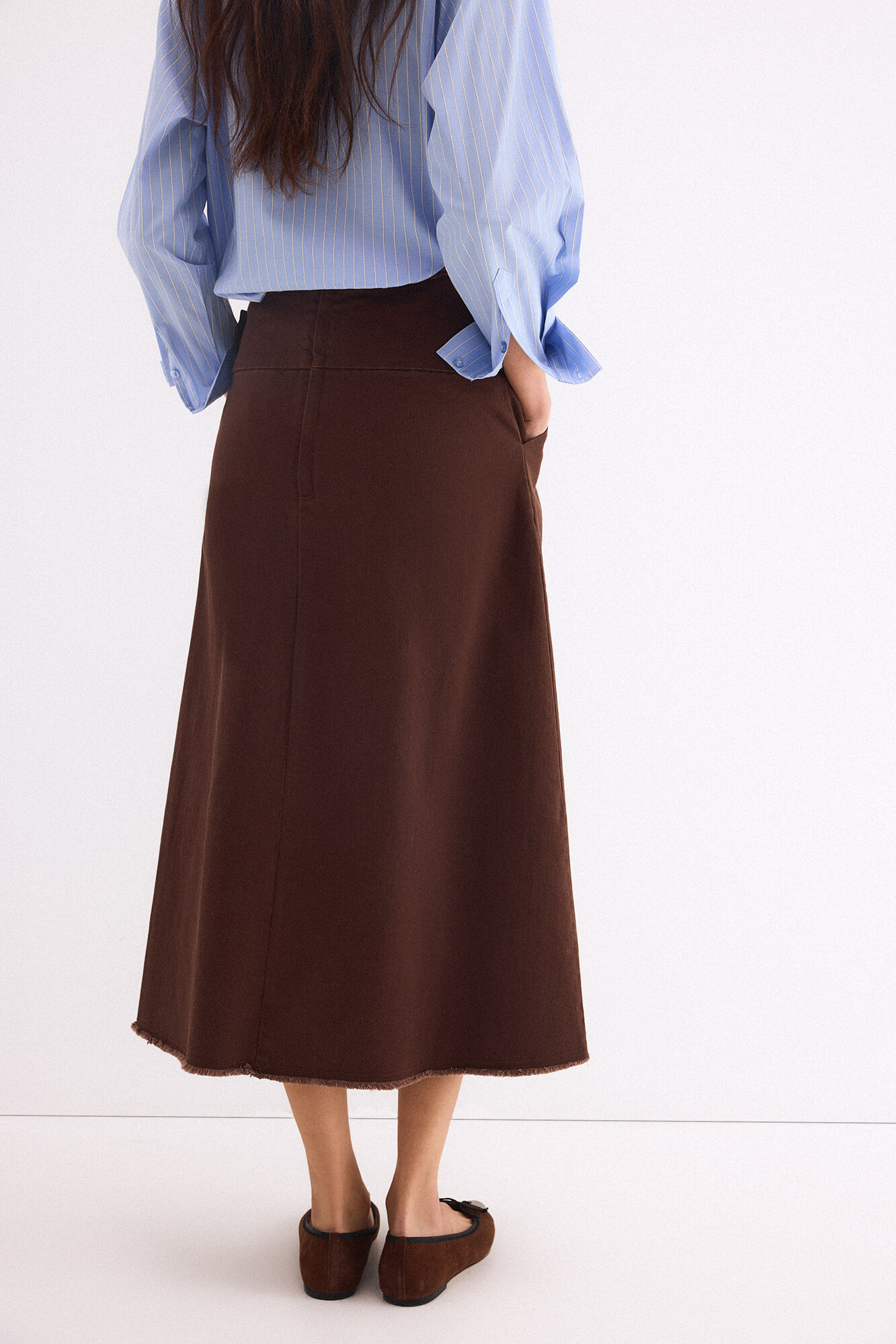 Pedro del Hierro Denim side buckles skirt Brown