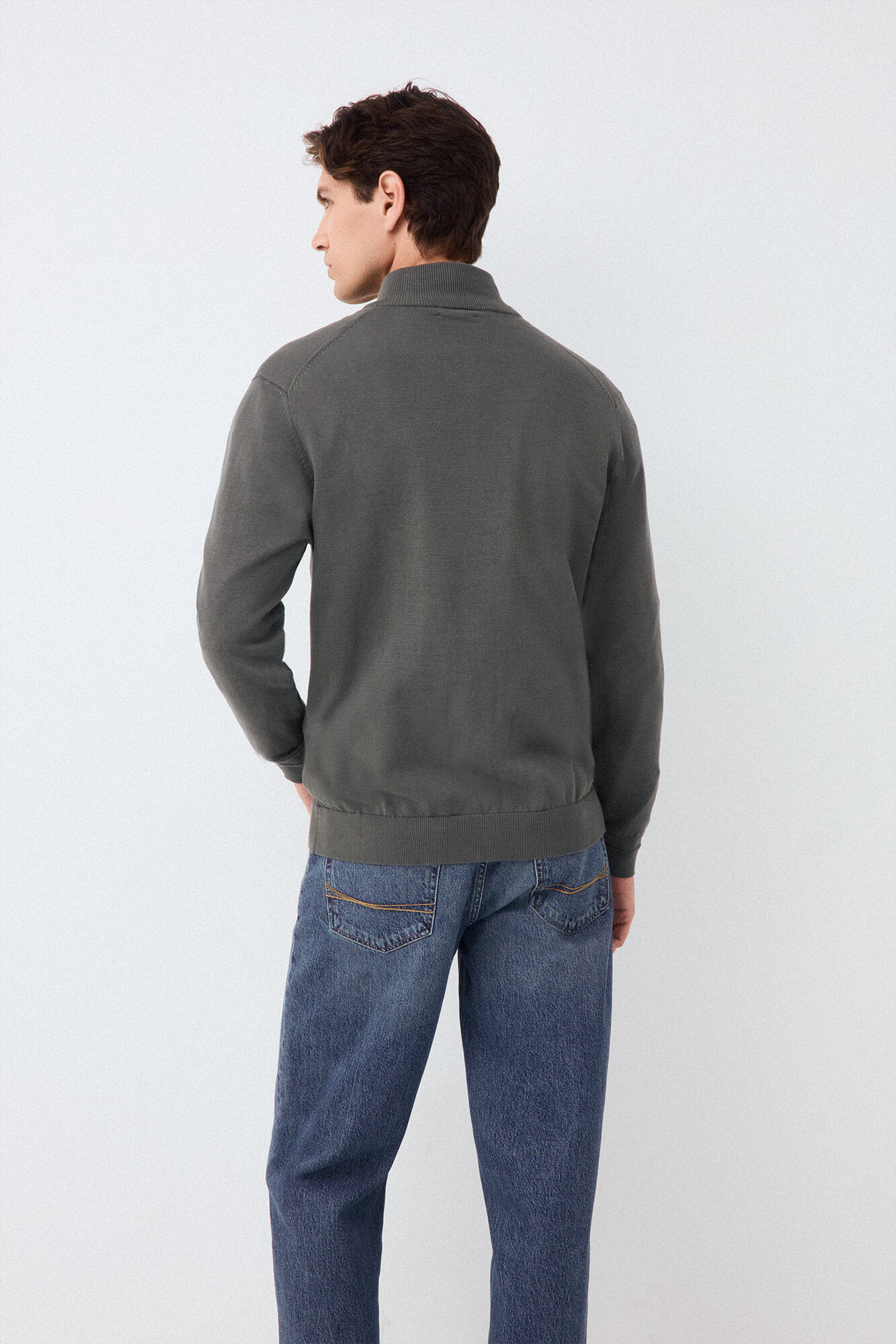 Pedro del Hierro Fine premium cotton zip fastening cardigan Green
