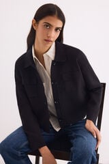 Pedro del Hierro Crochet polo neck jacket Black