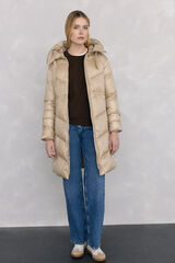 Pedro del Hierro Long hooded parka Ecru