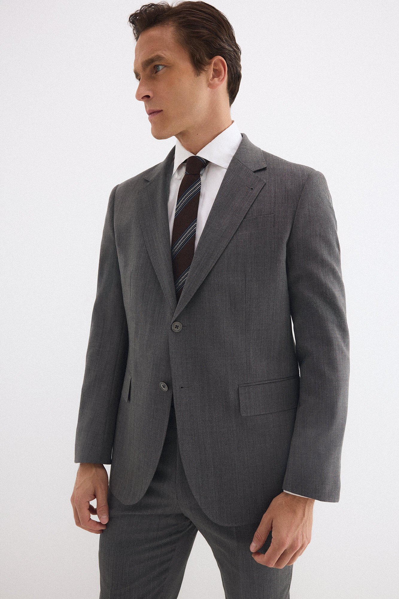 Pedro del Hierro Canvas slim bi-stretch blazer Grey