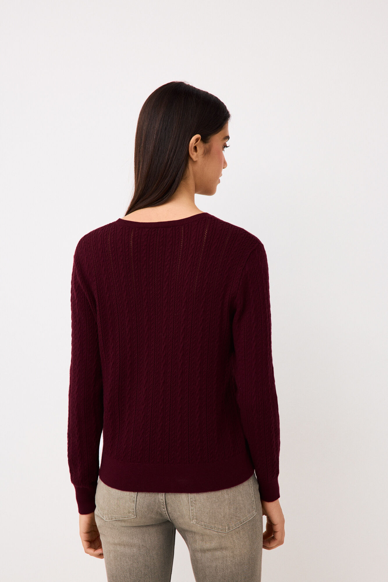 Pedro del Hierro Oversize mini cross-knit jumper Burgundy