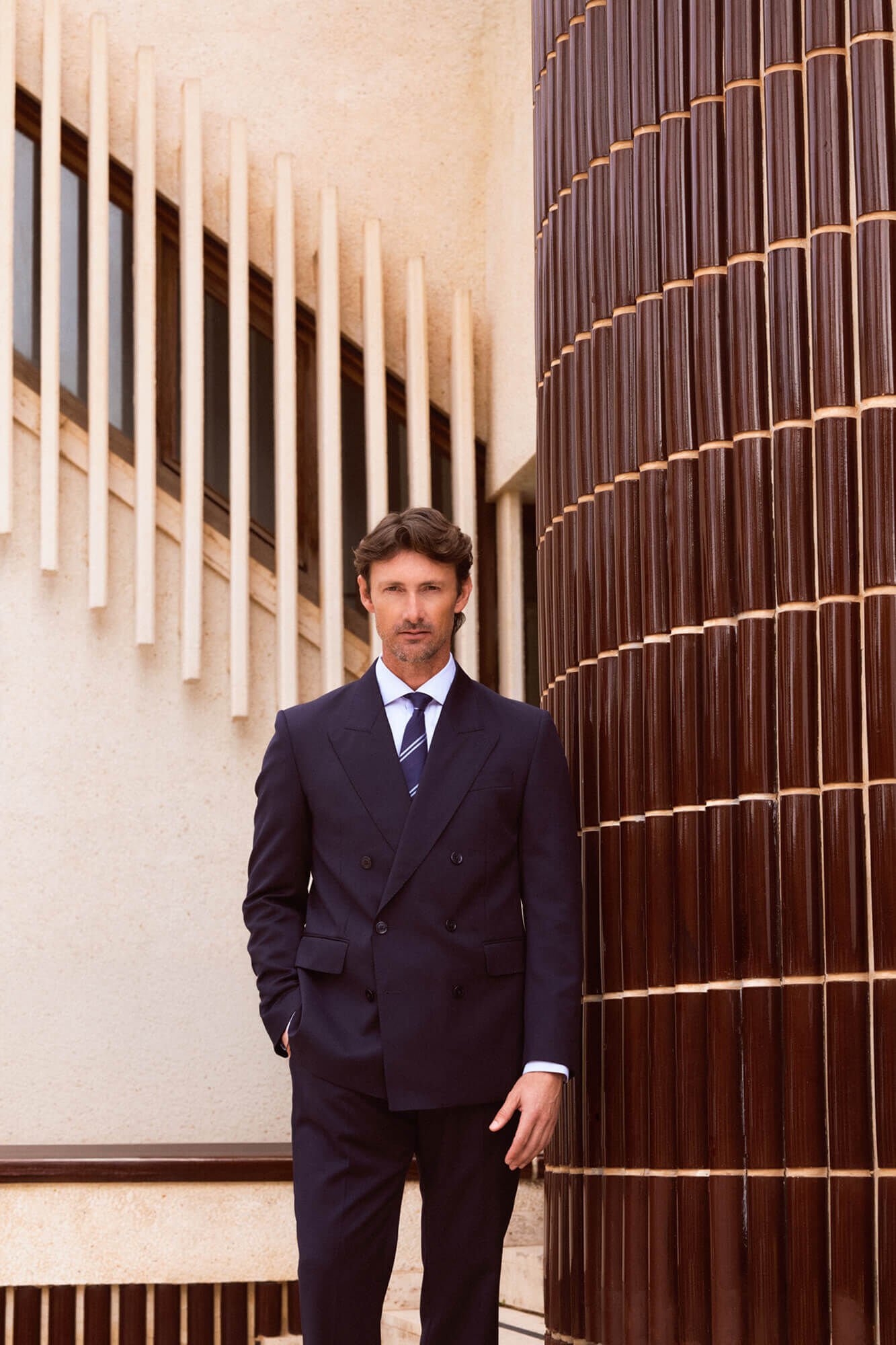 Pedro del Hierro Bi-stretch canvas double-breasted slim fit blazer