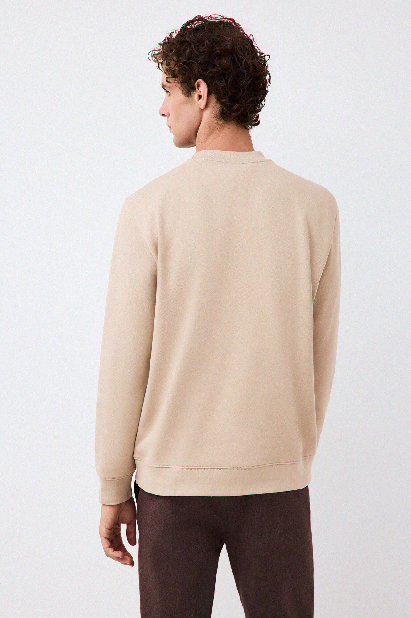 Pedro del Hierro Crew neck logo sweatshirt Beige