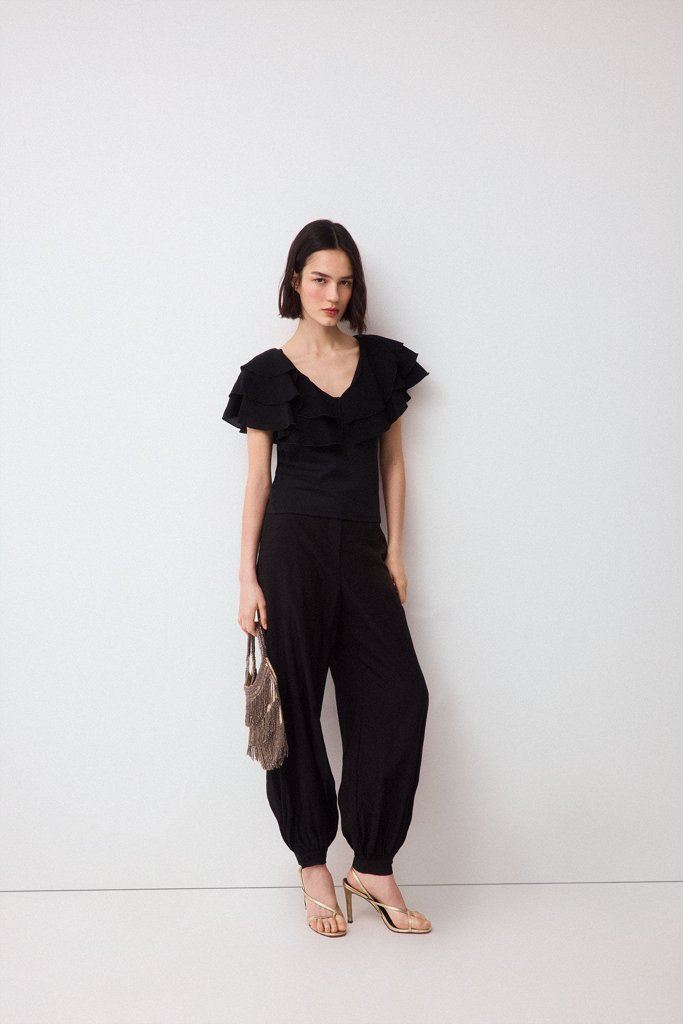 Pedro del Hierro Camiseta volantes Negro