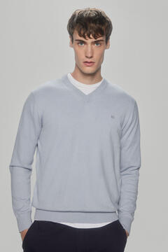 Pedro del Hierro Cotton/silk/cashmere V-neck jumper Grey