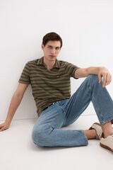 Pedro del Hierro Striped rustic polo shirt Green