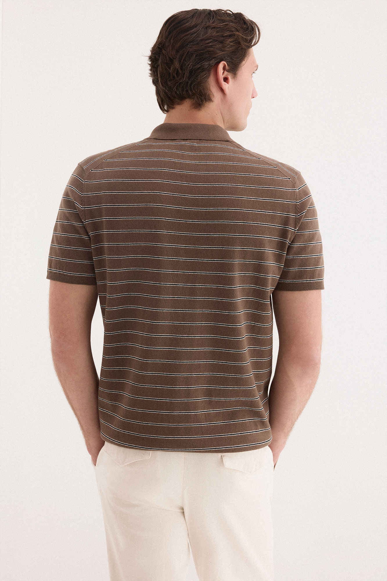 Pedro del Hierro Polo premium de manga curta com estrutura Marrom