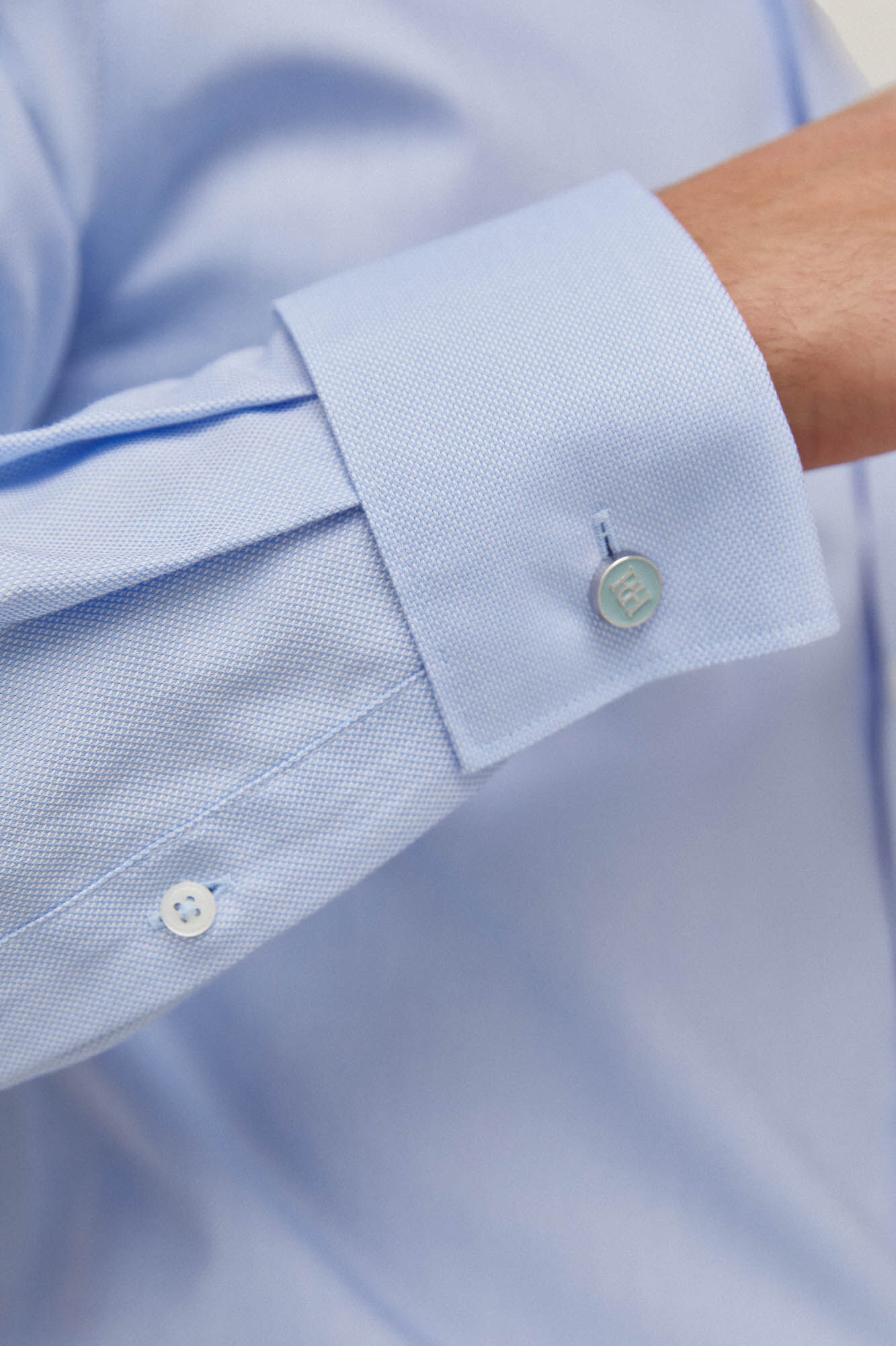 Pedro del Hierro Camisa vestir gemelos estructura lisa non iron + antimanchas Azul