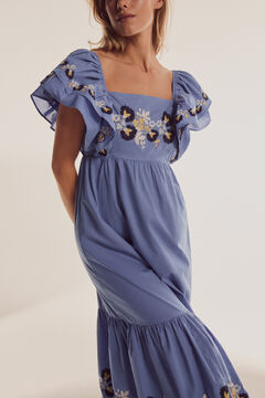 Pedro del Hierro Long embroidered dress Blue