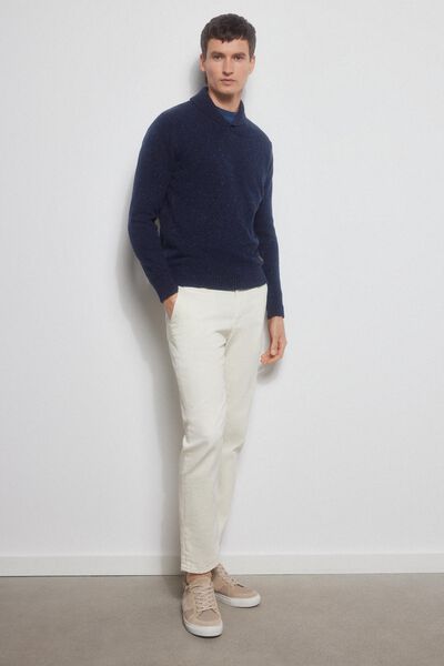 Pedro del Hierro Quilted-look wool jumper  Blue