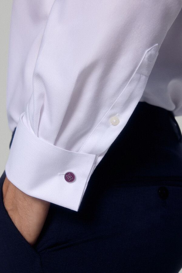 Pedro del Hierro camisa vestir gemelos estructura lisa non iron + antimanchas White