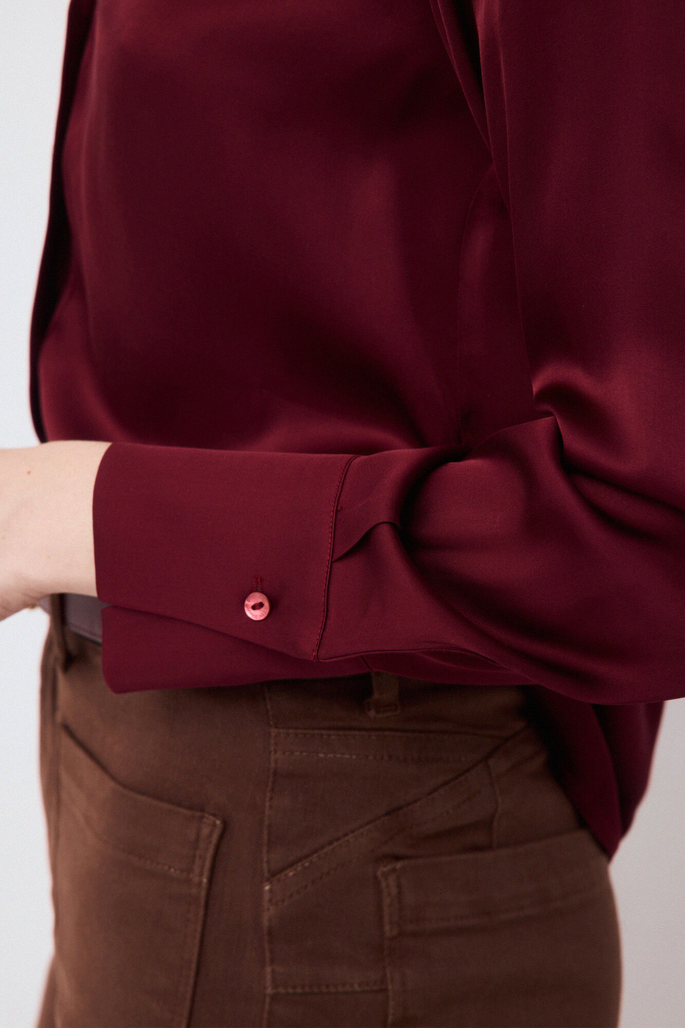 Pedro del Hierro Satin-finish basic shirt Burgundy