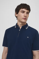 Pedro del Hierro plain polo shirt with tips and hidden buttons Blue