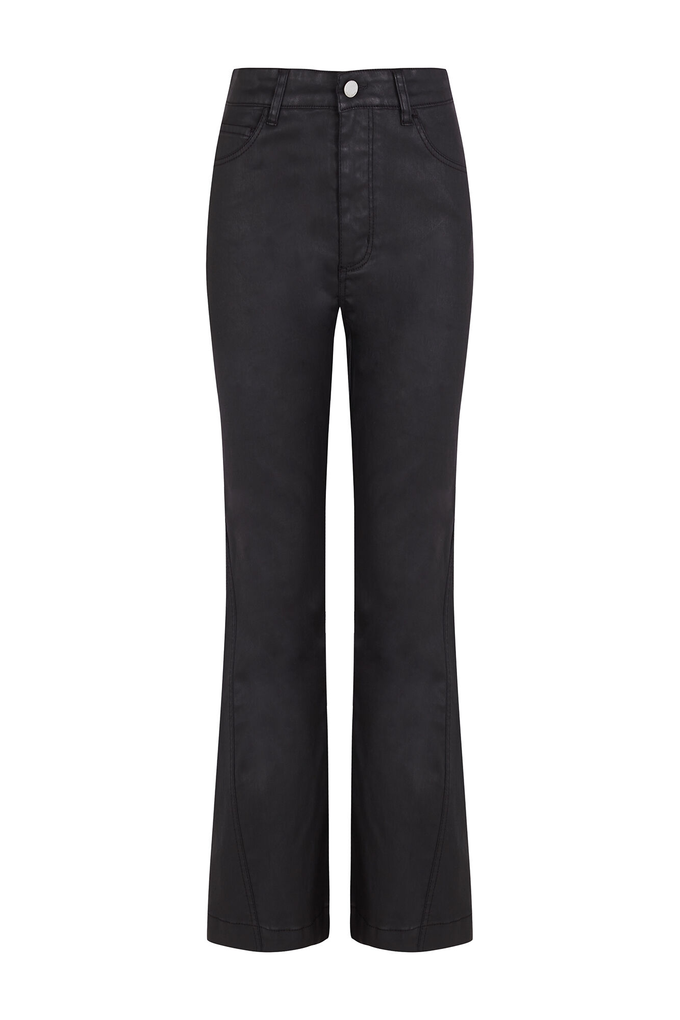 Pedro del Hierro Leather-effect flared cropped basic jeans Black