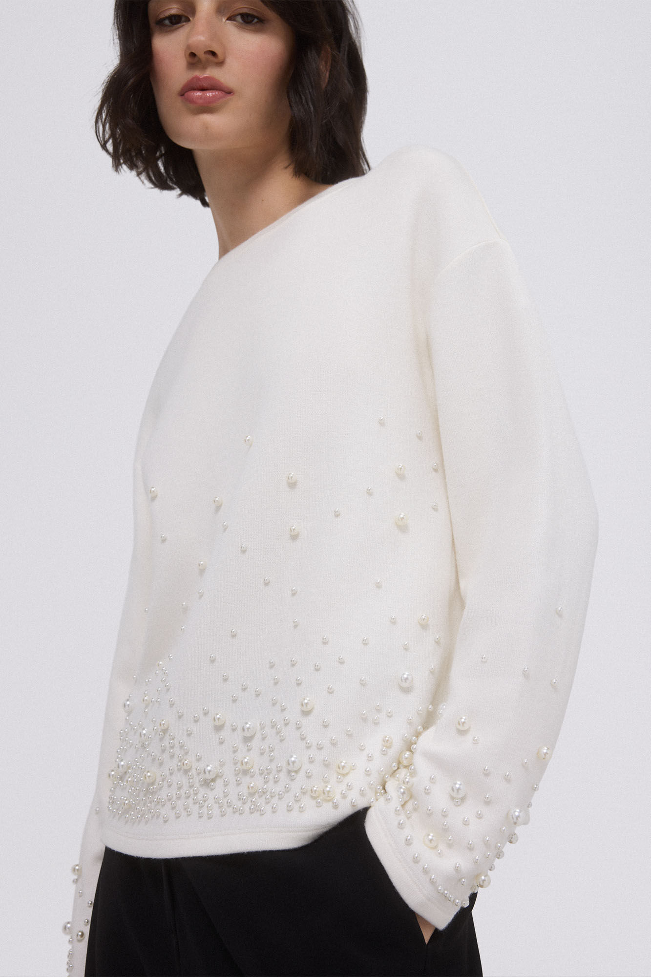 Pedro del Hierro Sudadera lisa perlas Crudo