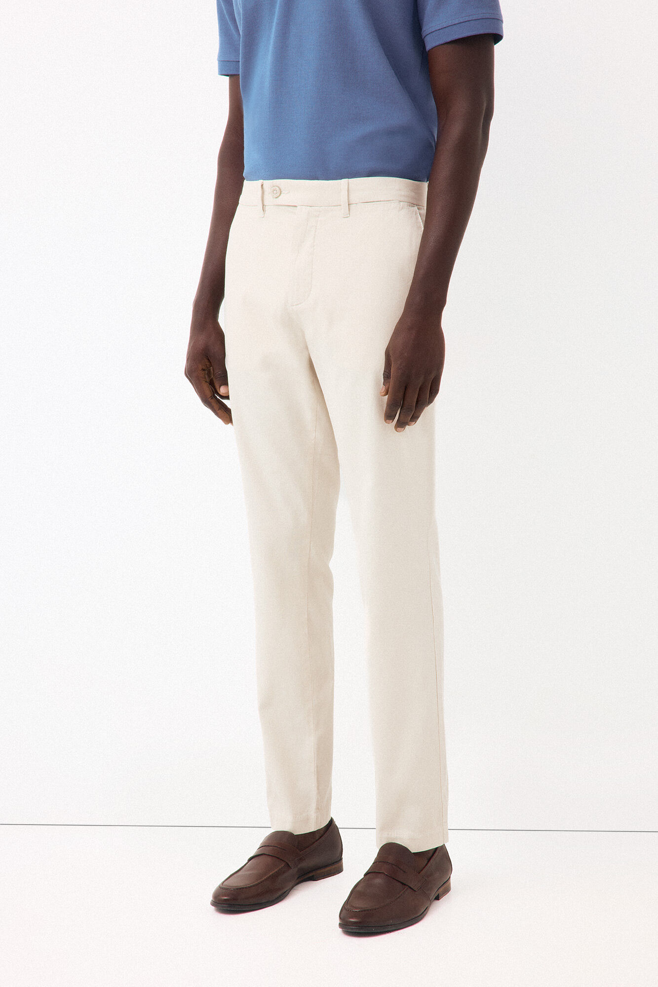Pedro del Hierro Lightweight structure slim chinos Ecru