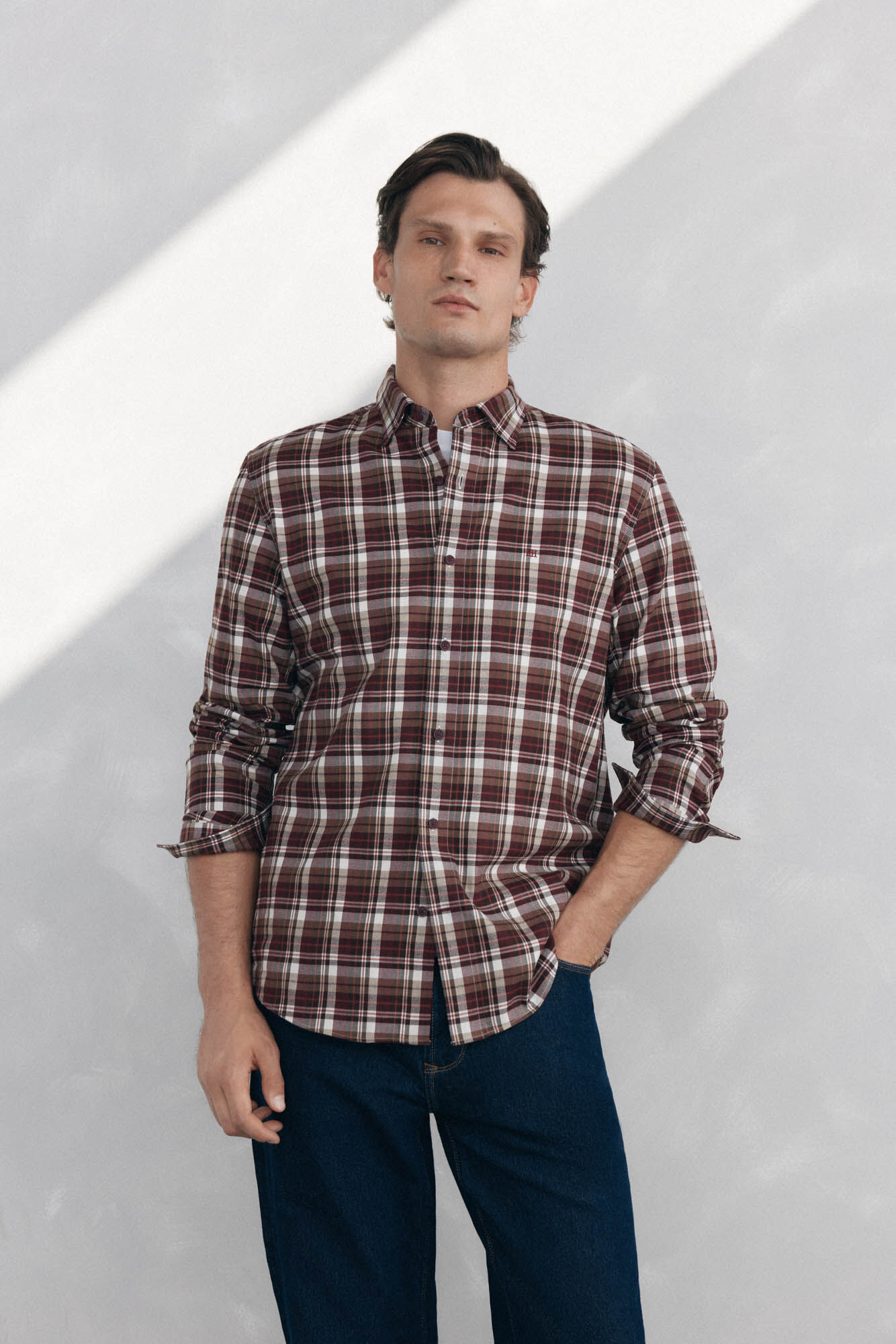 Pedro del Hierro Tencel plaid shirt