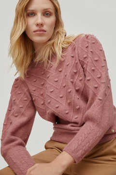 Pedro del Hierro Polka dot jumper with puffed sleeves Pink