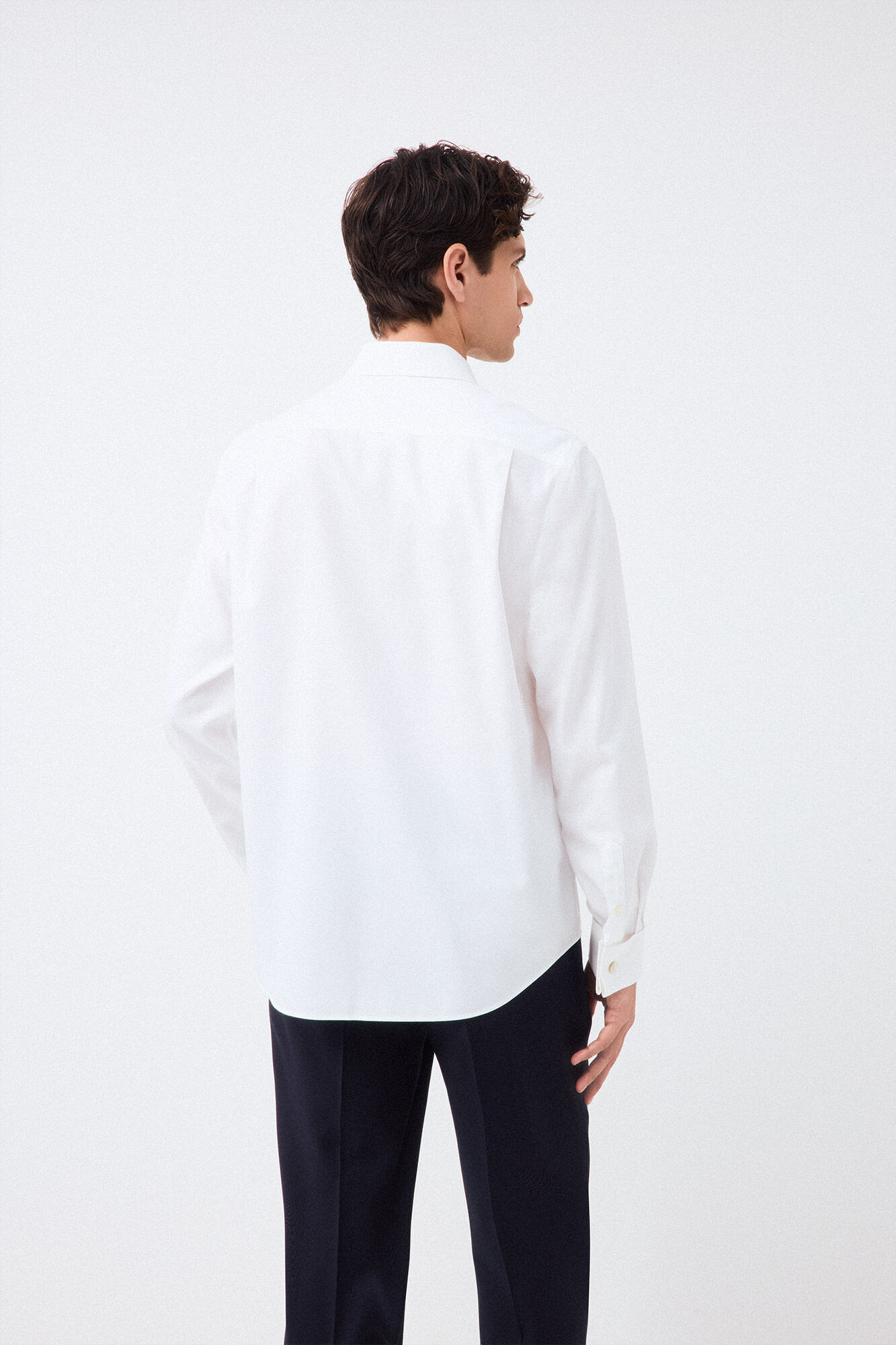 Pedro del Hierro Plain non-iron + anti-stain double cuff dress shirt White