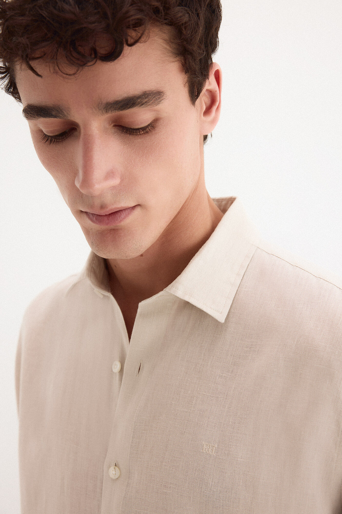 Pedro del Hierro Plain linen shirt Beige