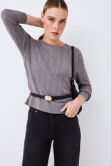 Pedro del Hierro Oversize mini cross-knit jumper Grey