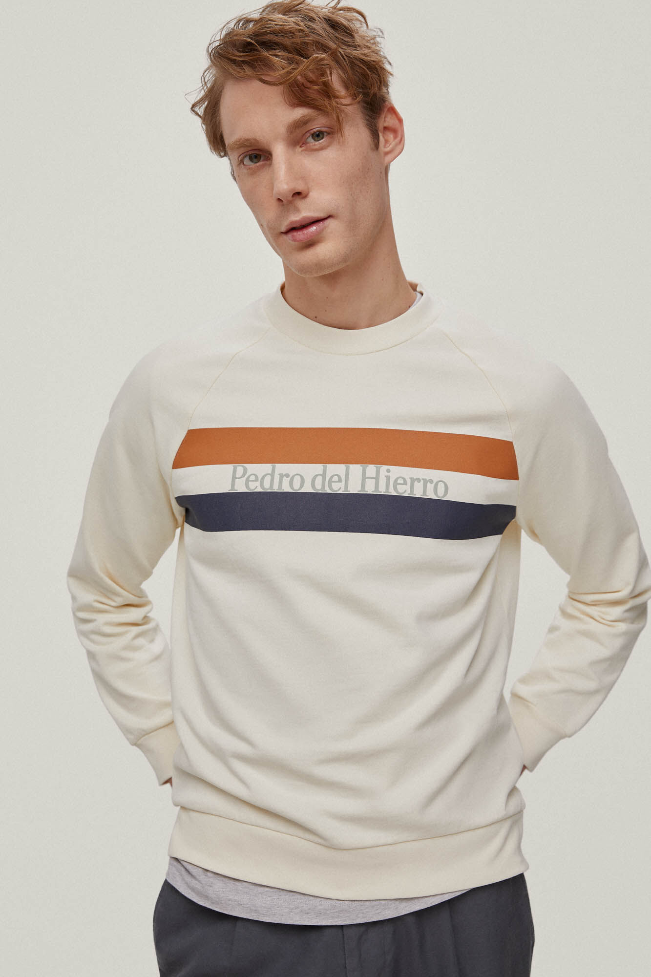 Sudadera caja logo y rayas Sudaderas de hombre Pedro del Hierro