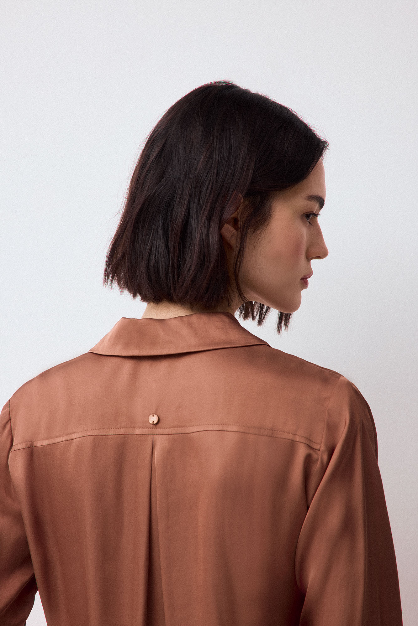 Pedro del Hierro Satin-finish basic shirt Brown