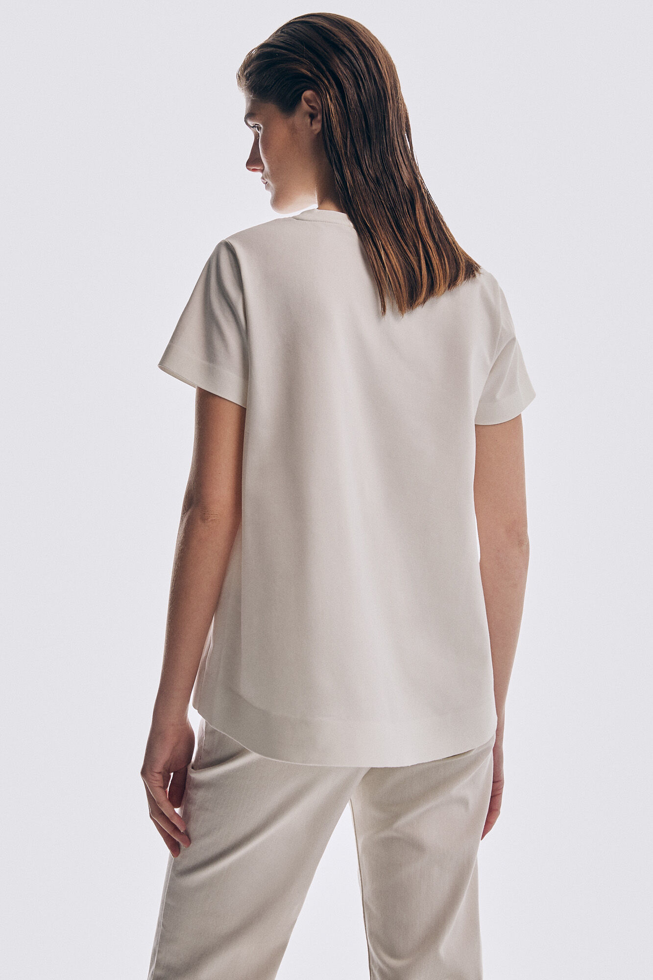 Pedro del Hierro Loose-fit elbow length sleeve T-shirt Beige