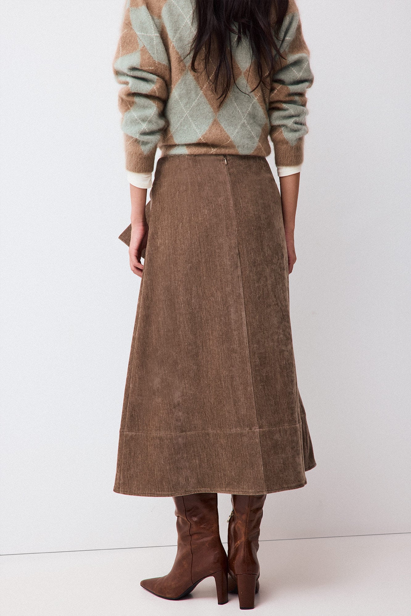 Pedro del Hierro Midi skirt with wide tie detail Brown