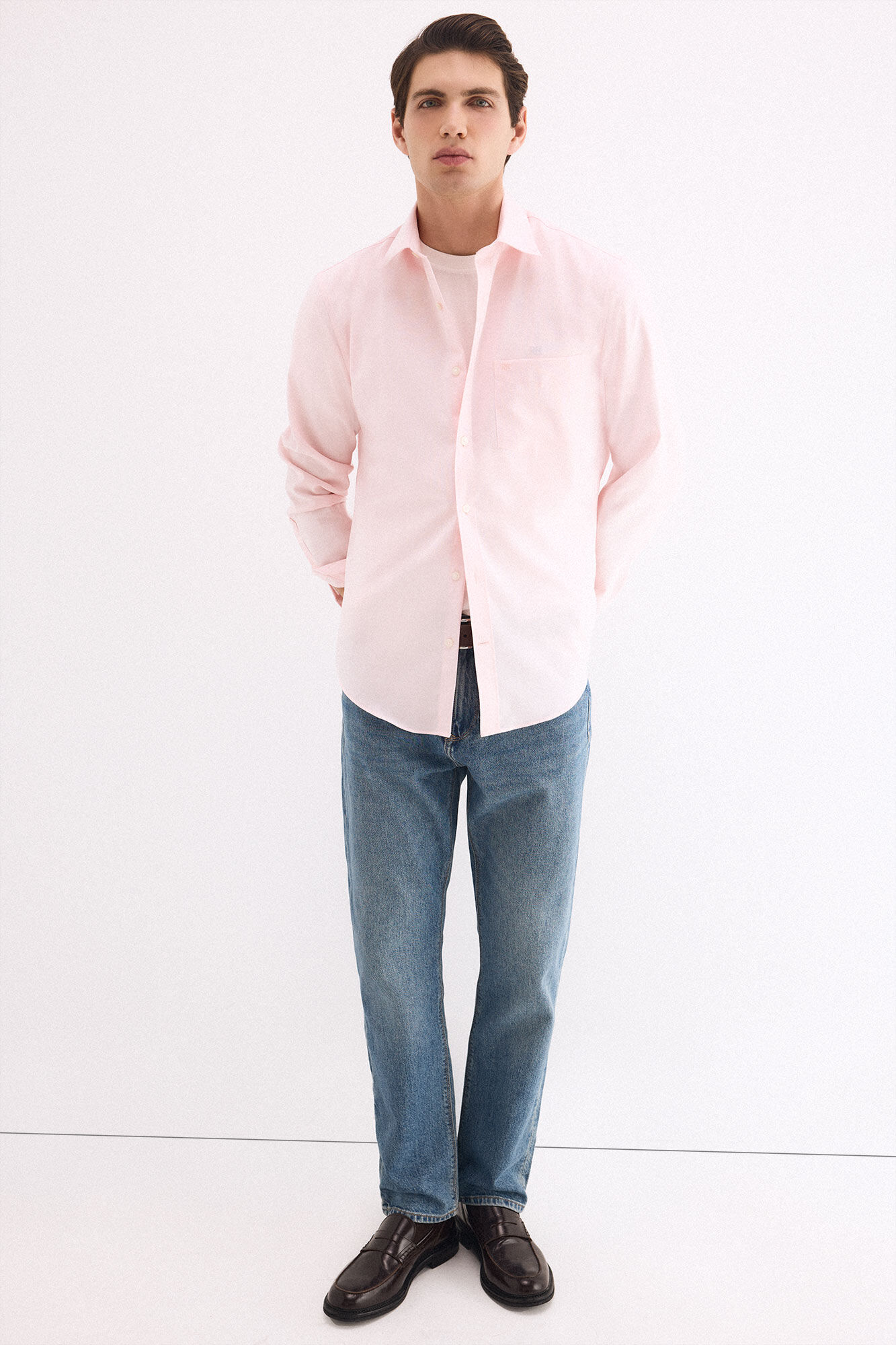 Pedro del Hierro Non-iron plain Oxford shirt Pink