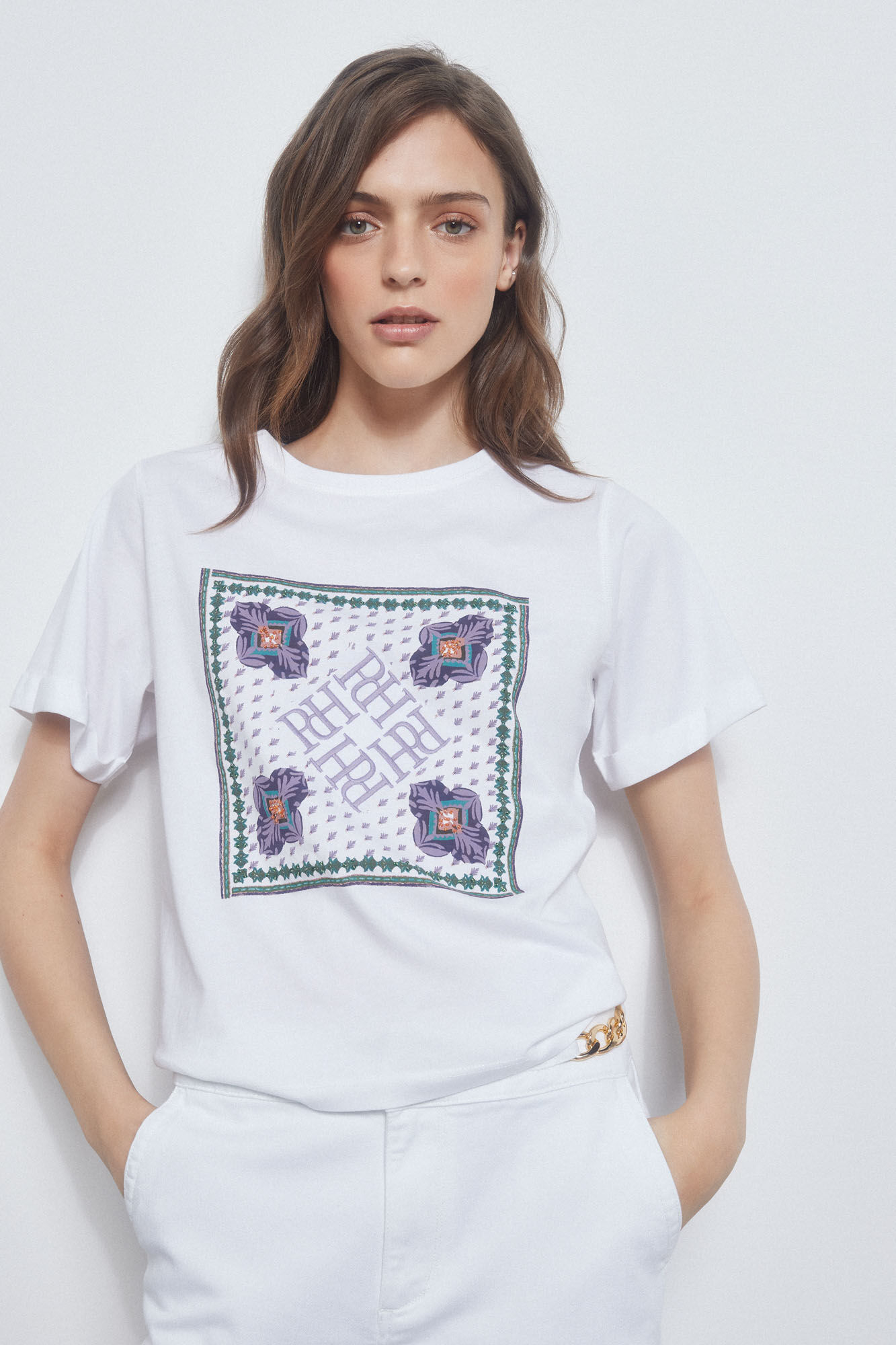 Pedro del Hierro Camiseta basica logo Crudo