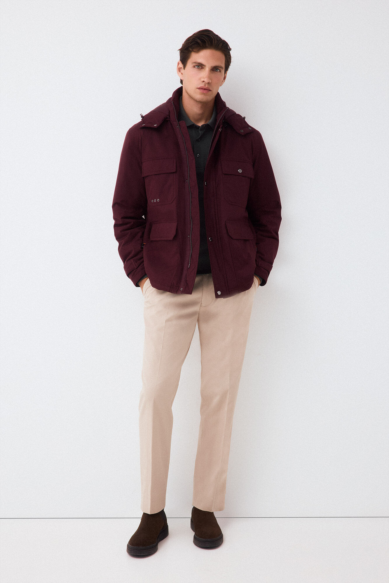 Pedro del Hierro Four-pocket field jacket Burgundy