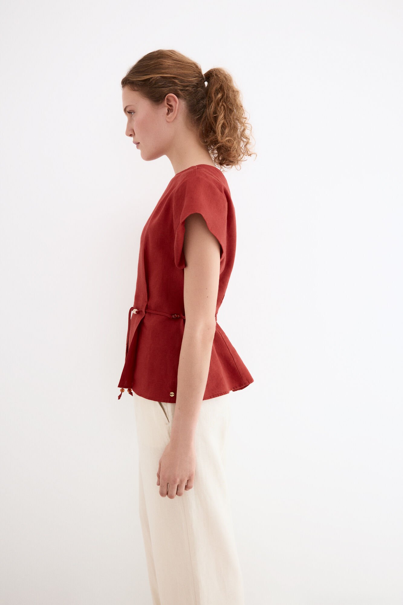 Pedro del Hierro Linen belted top Orange