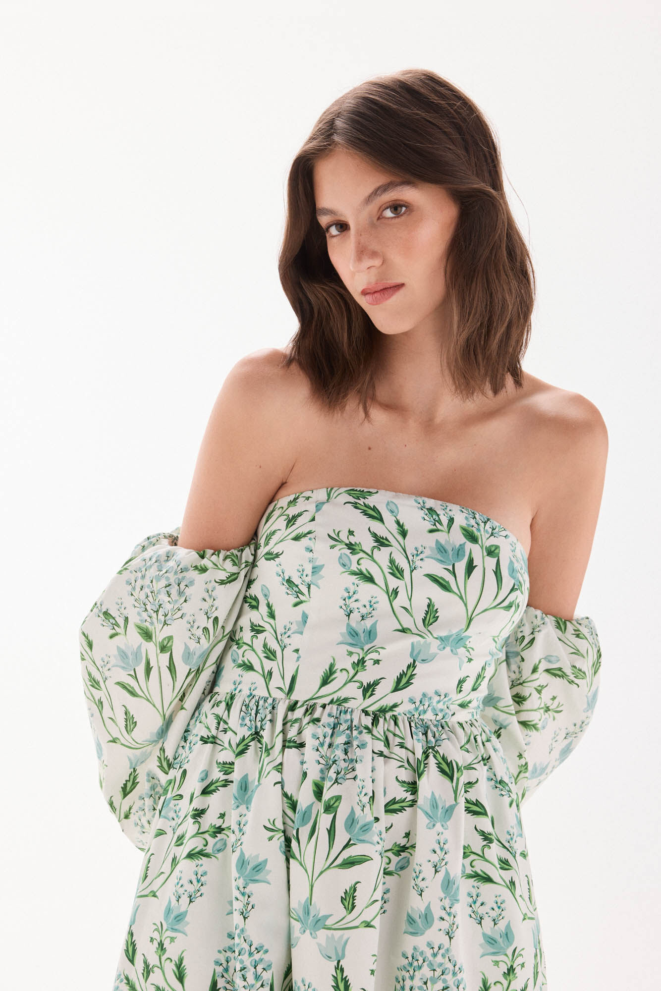 TFP by Tamara Falc&oacute; Strapless printed dress Turquoise
