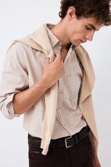 Pedro del Hierro Melange plaid shirt Beige