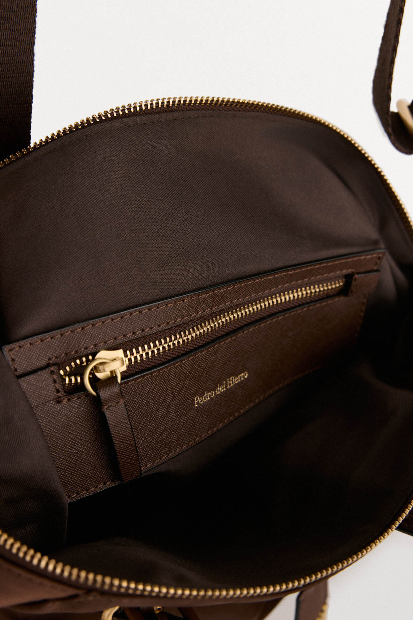 Pedro del Hierro Bolsa de compras de nylon com fivelas Marrom