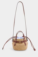 Pedro del Hierro Raffia-effect bucket bag Black
