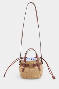 Pedro del Hierro Raffia-effect bucket bag