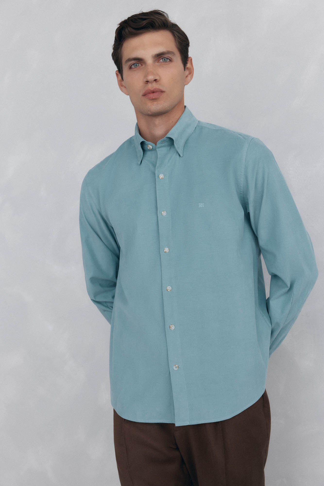 Pedro del Hierro Camisa de veludo macio Turquesa