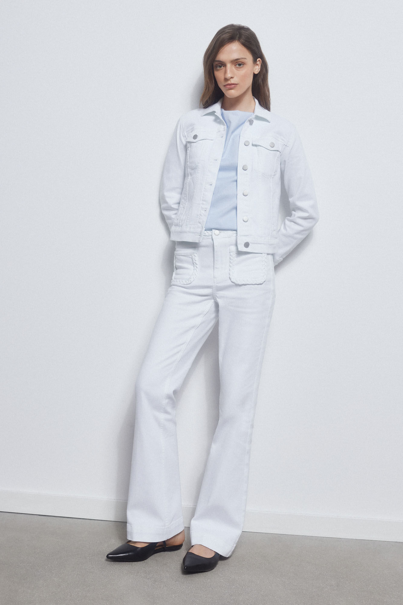 Pedro del Hierro Pantal&oacute;n vaquero flare full length Crudo